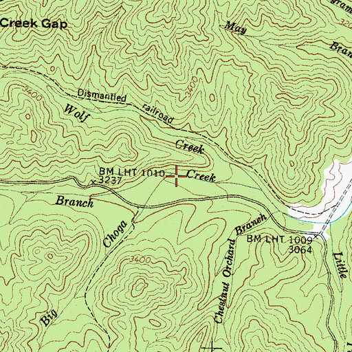 Topographic Map of Gibby Branch, NC