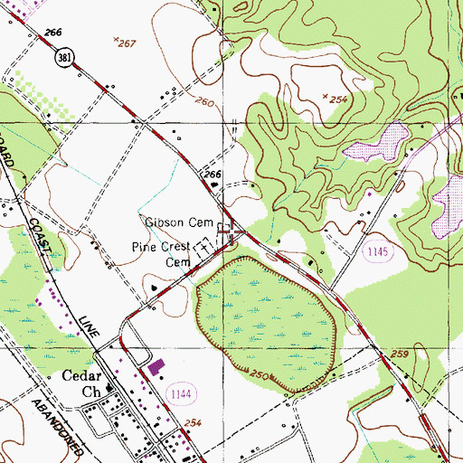 Topographic Map of Gibson Cemetery, NC