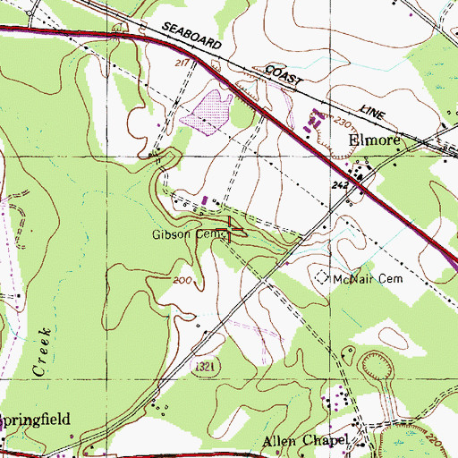 Topographic Map of Gibson Cemetery, NC