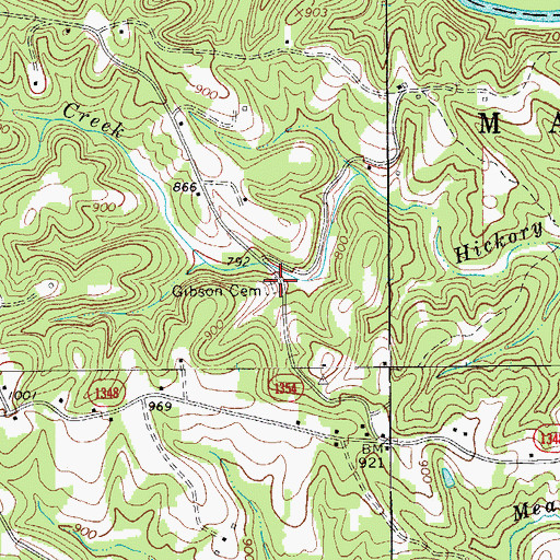 Topographic Map of Gibson Cemetery, NC