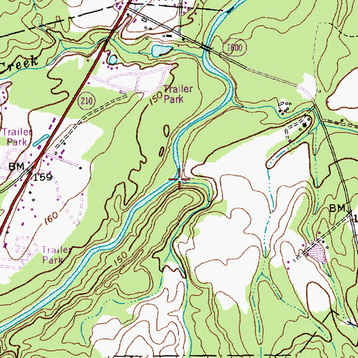 Topographic Map of Gibsons Creek, NC