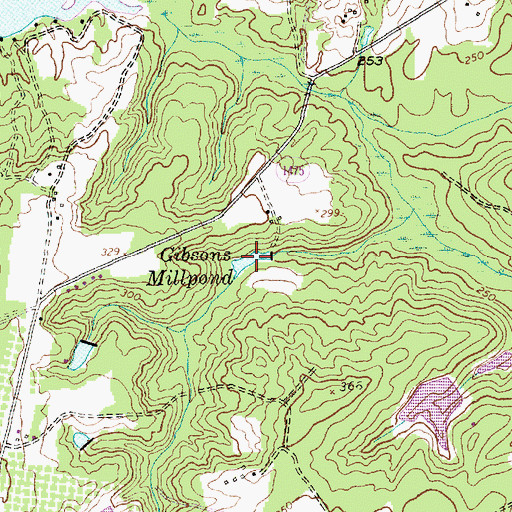 Topographic Map of Gibsons Millpond, NC