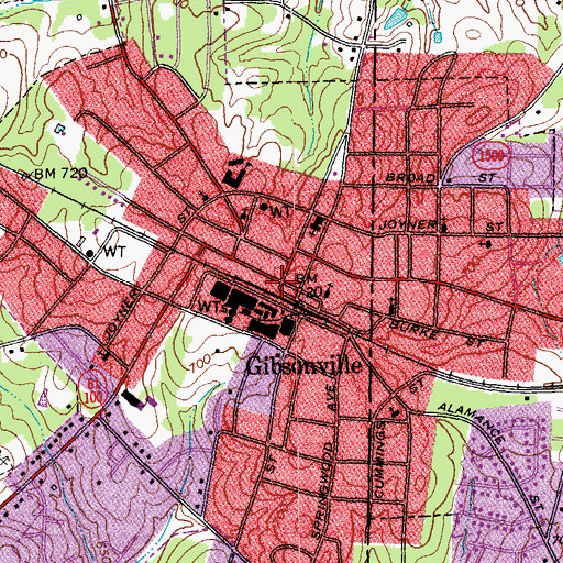 Topographic Map of Gibsonville, NC