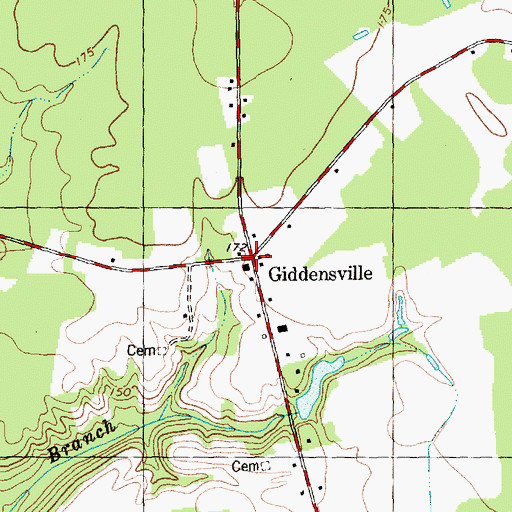 Topographic Map of Giddensville, NC