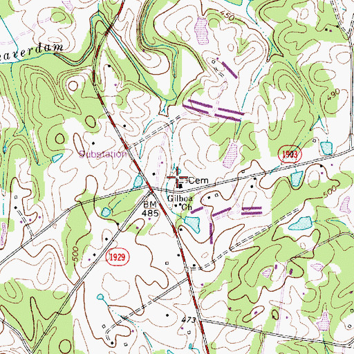 Topographic Map of Gilboa Church, NC