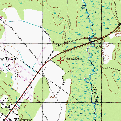 Topographic Map of Gilchrist Cemetery, NC