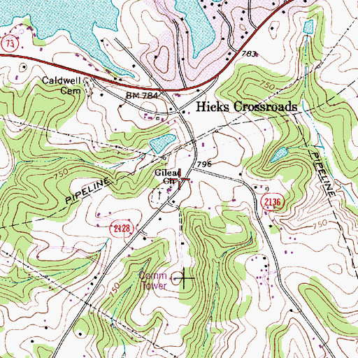 Topographic Map of Gilead Church, NC