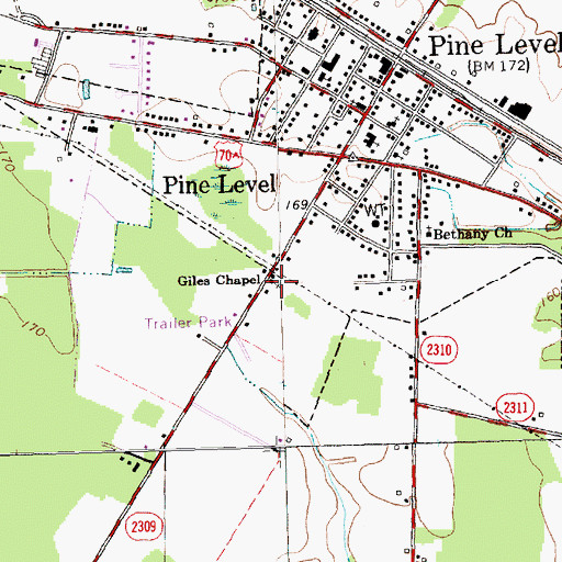 Topographic Map of Giles Chapel, NC