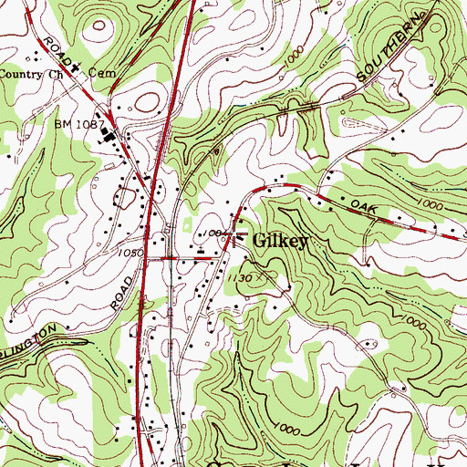 Topographic Map of Gilkey, NC