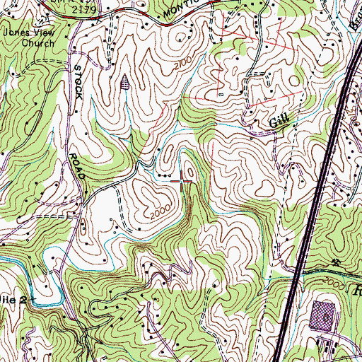 Topographic Map of Gill Branch, NC