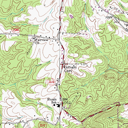 Topographic Map of Gilliam Cemetery, NC