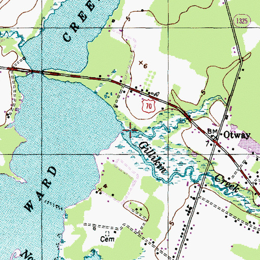 Topographic Map of Gillikin Creek, NC