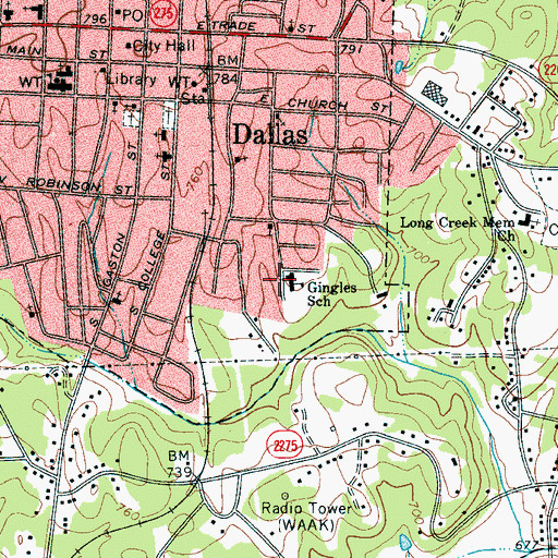 Topographic Map of Gingles School, NC