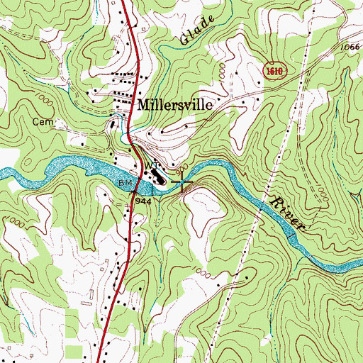 Topographic Map of Glade Creek, NC