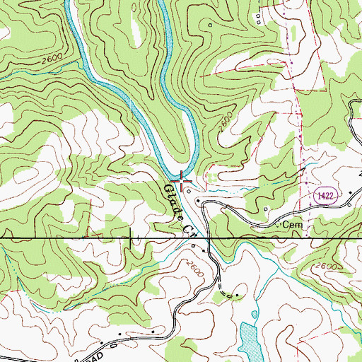 Topographic Map of Glade Creek, NC