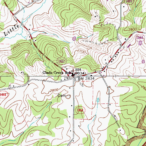 Topographic Map of Glade Creek School, NC