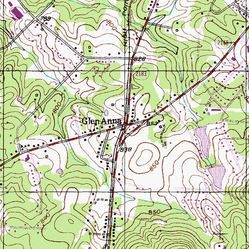 Topographic Map of Glen Anna, NC