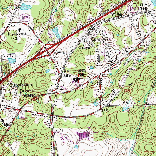 Topographic Map of Glenn Elementary School, NC