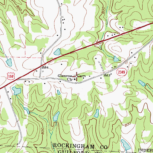 Topographic Map of Glencoe Church, NC