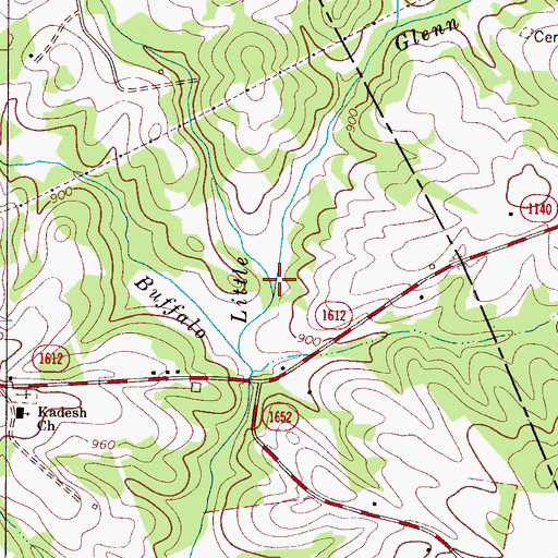 Topographic Map of Glenn Creek, NC