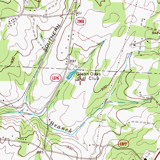 Topographic Map of Glenn Oaks Golf Club, NC