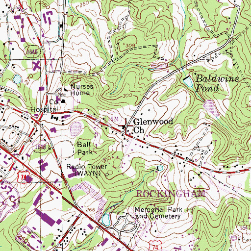 Topographic Map of Glenwood Church, NC