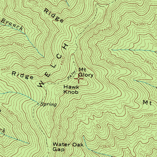 Topographic Map of Mount Glory, NC
