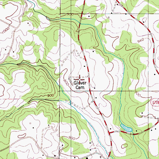 Topographic Map of Glover Cemetery, NC