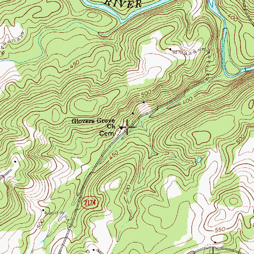 Topographic Map of Glovers Grove Church, NC