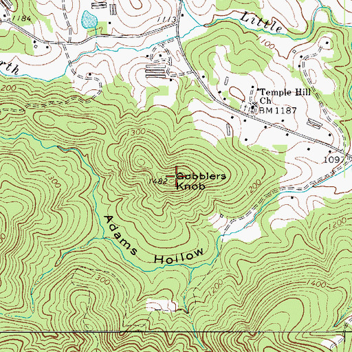 Topographic Map of Gobblers Knob, NC