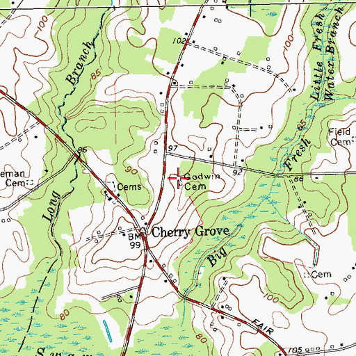 Topographic Map of Godwin Cemetery, NC