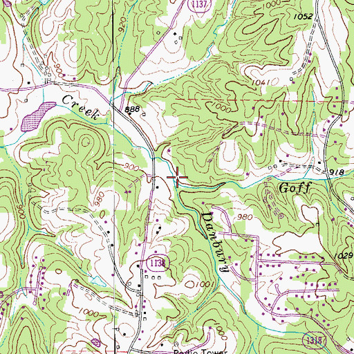 Topographic Map of Goff Creek, NC