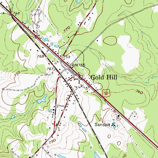Topographic Map of Gold Hill, NC