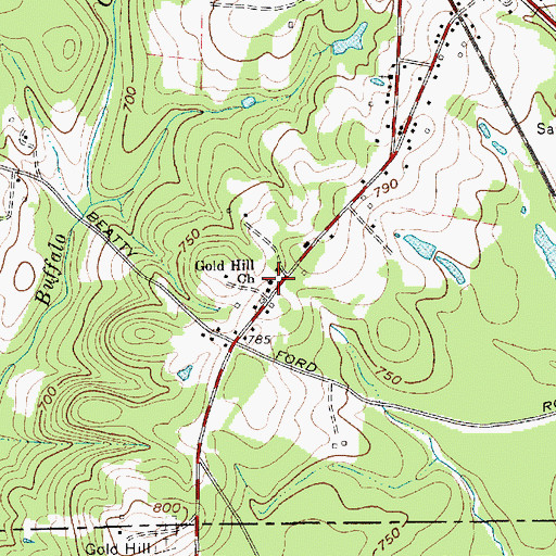 Topographic Map of Gold Hill Church, NC