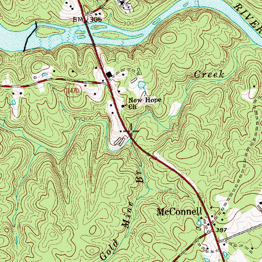 Topographic Map of Gold Mine Branch, NC
