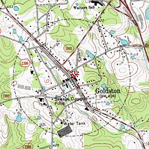 Topographic Map of Goldston, NC