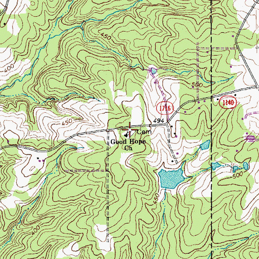 Topographic Map of Good Hope Baptist Church, NC