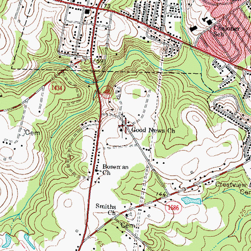 Topographic Map of Good News Church, NC