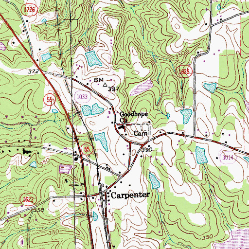 Topographic Map of Goodhope Church, NC