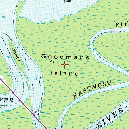 Topographic Map of Goodmans Island, NC