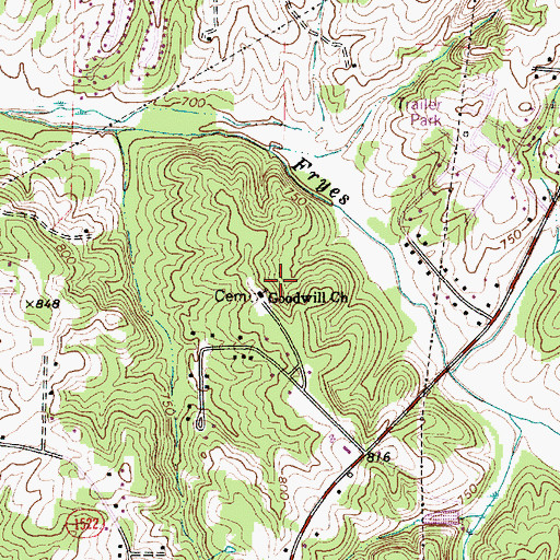 Topographic Map of Goodwill Baptist Church, NC