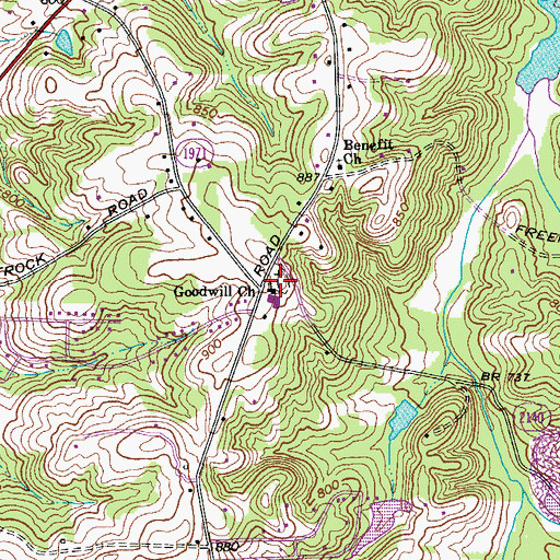 Topographic Map of Goodwill Church, NC
