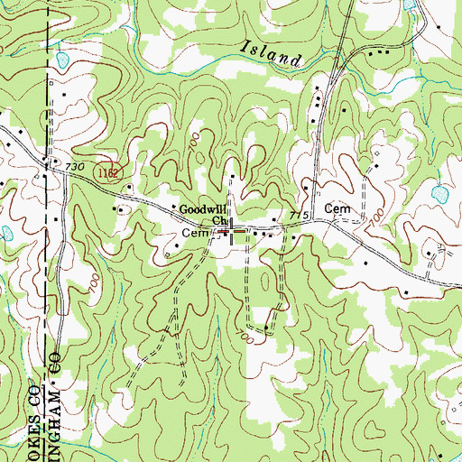 Topographic Map of Goodwill Baptist Church, NC