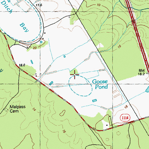 Topographic Map of Goose Pond, NC
