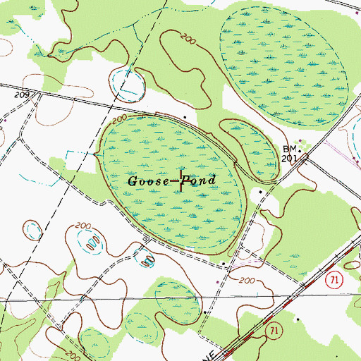 Topographic Map of Goose Pond, NC