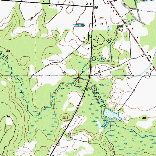 Topographic Map of Gore Branch, NC