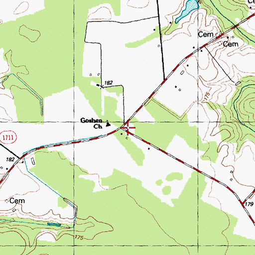 Topographic Map of Goshen Church, NC