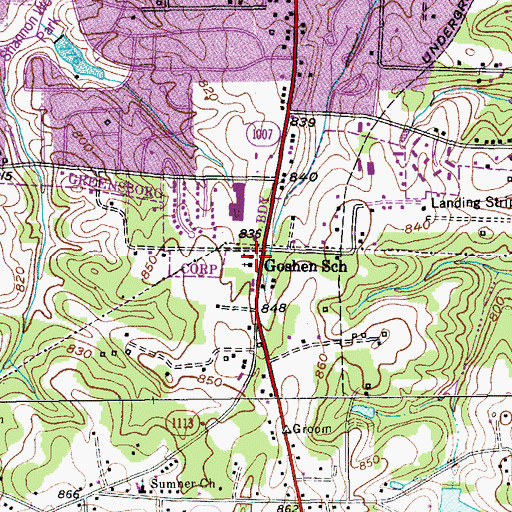 Topographic Map of Goshen School, NC