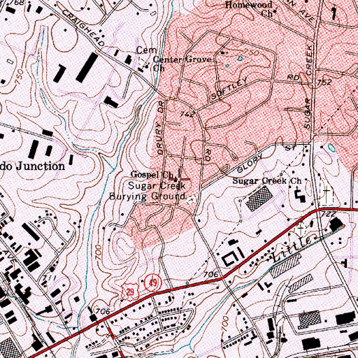 Topographic Map of Gospel Church, NC