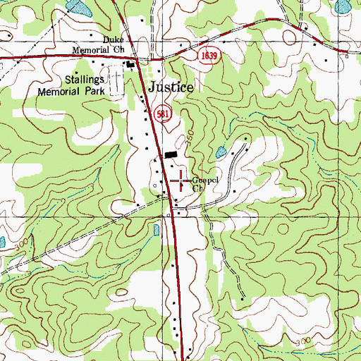 Topographic Map of Gospel Church, NC